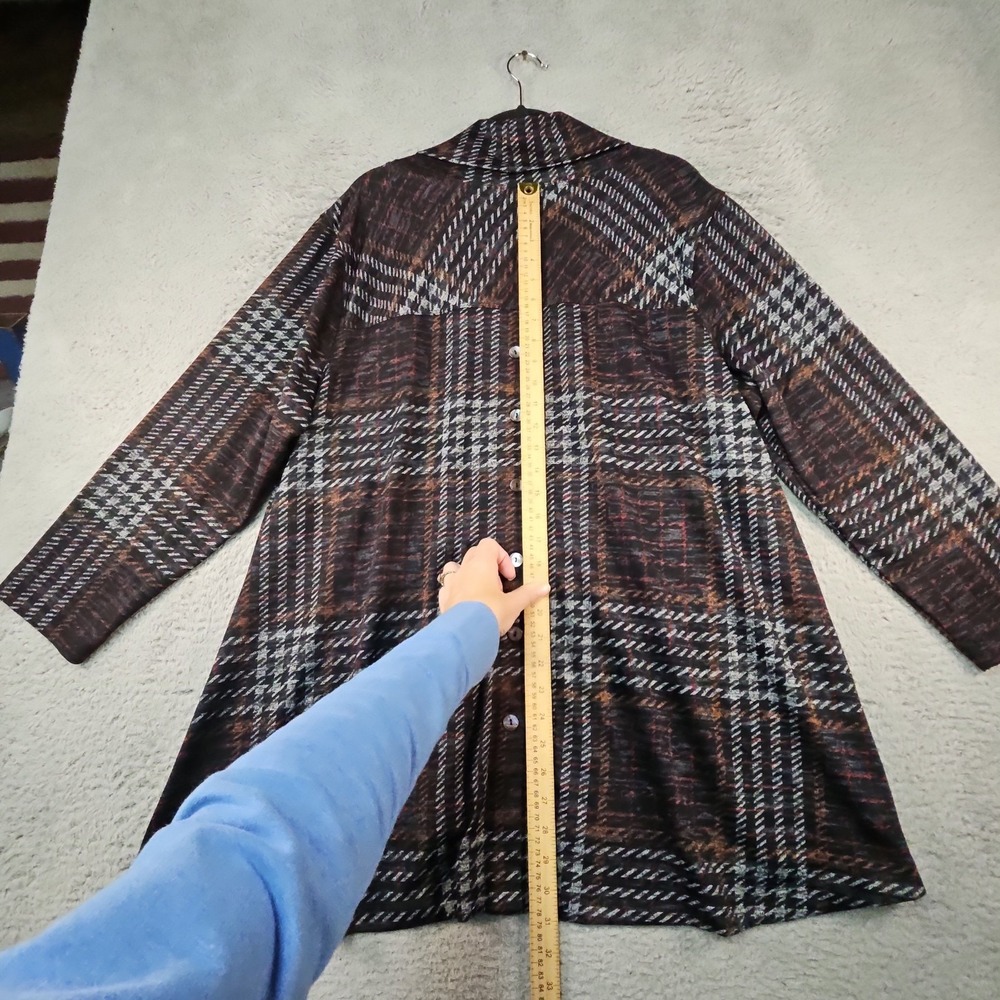 John Mark Tunic Sweater Womens 2X Plaid Cowl Neck Pockets Button Back - Picture 11 of 15